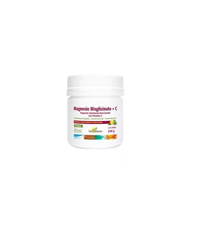 Suplemento de Bisglicinato de magnesio con vitamina C y sabor a lima-limón.