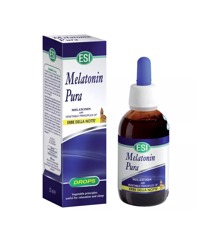 Suplemento de melatonina y hierbas relajantes con sabor a naranja.