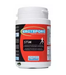 Suplemento ERGYSPORT STiM con vitaminas y antioxidantes para mejorar el rendimiento y reducir la fatiga.