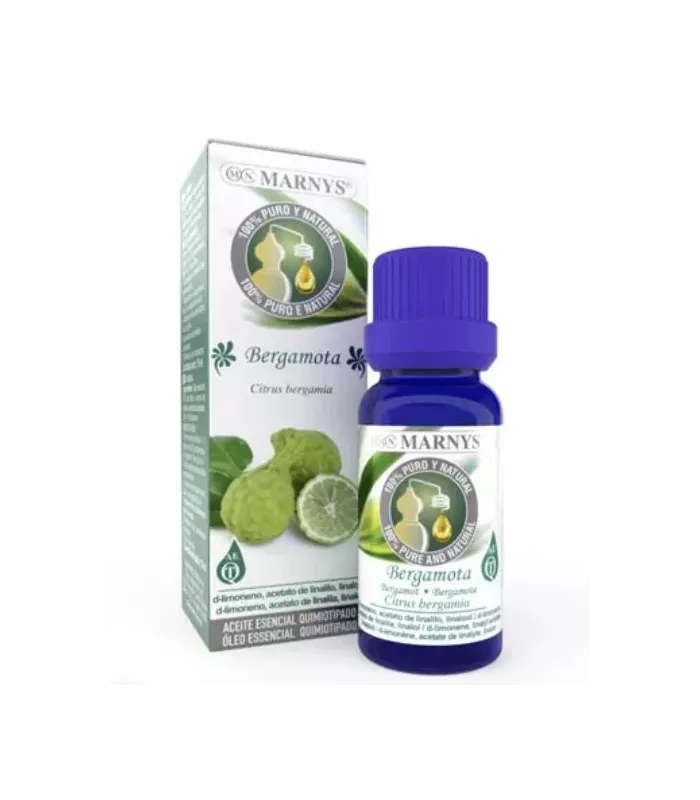 Aceite esencial de bergamota en botella