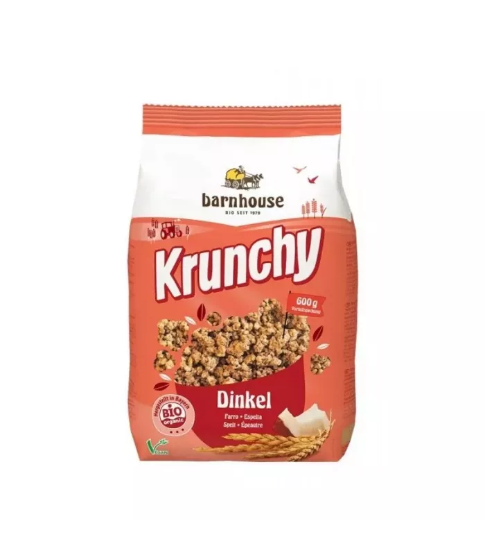 Muesli Krunchy de espelta con arroz inflado y coco.