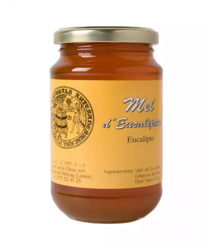 Miel monofloral de eucalipto en frascos.