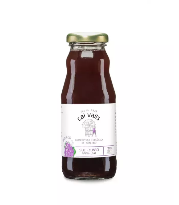 Botella de zumo de uva.
