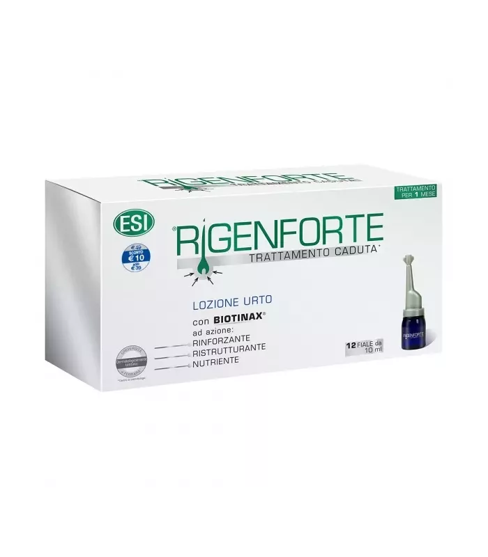 Loción de choque hidroalcohólica Rigenforte para prevenir la caída del cabello y fortalecer los bulbos pilosos.