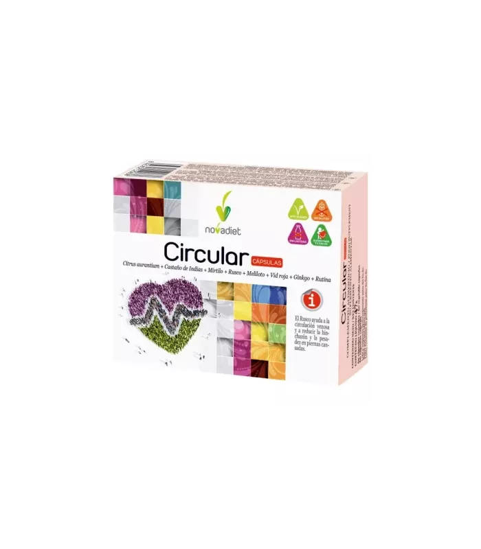 Suplemento Circular de Nova Diet para mejorar la circulación venosa y aliviar la hinchazón en piernas cansadas.
