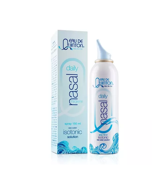 Imagen de un producto recomendado para la higiene nasal diaria y el tratamiento de congestiones y resfriados.
