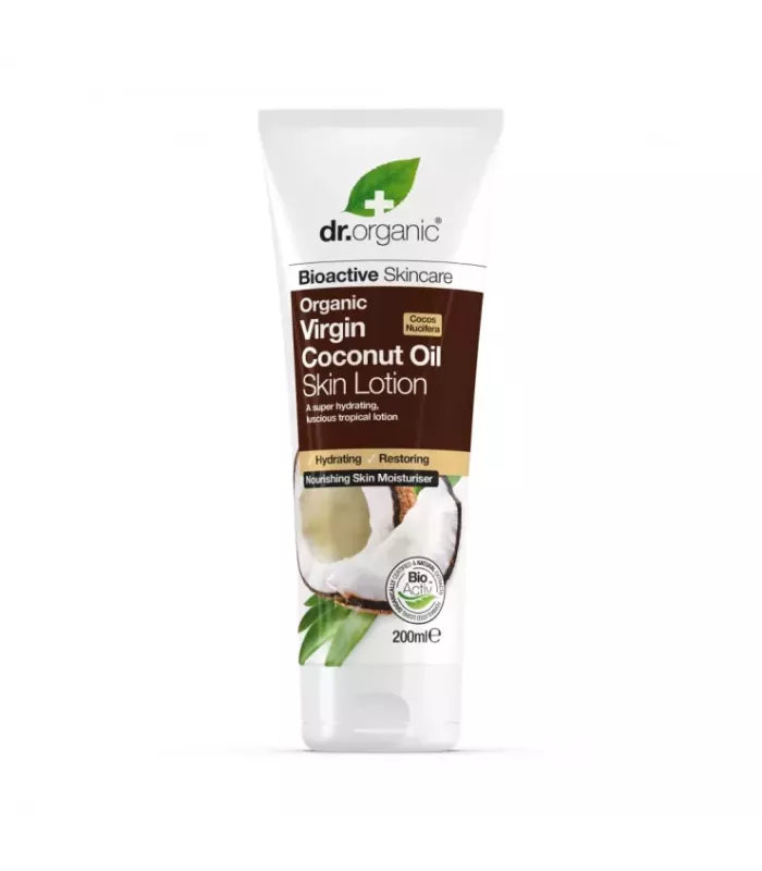 Loción nutritiva de aceite de coco virgen orgánico para pieles secas