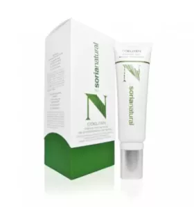 Crema calmante con Aloe Vera y extractos de plantas para aliviar la irritación de la piel.