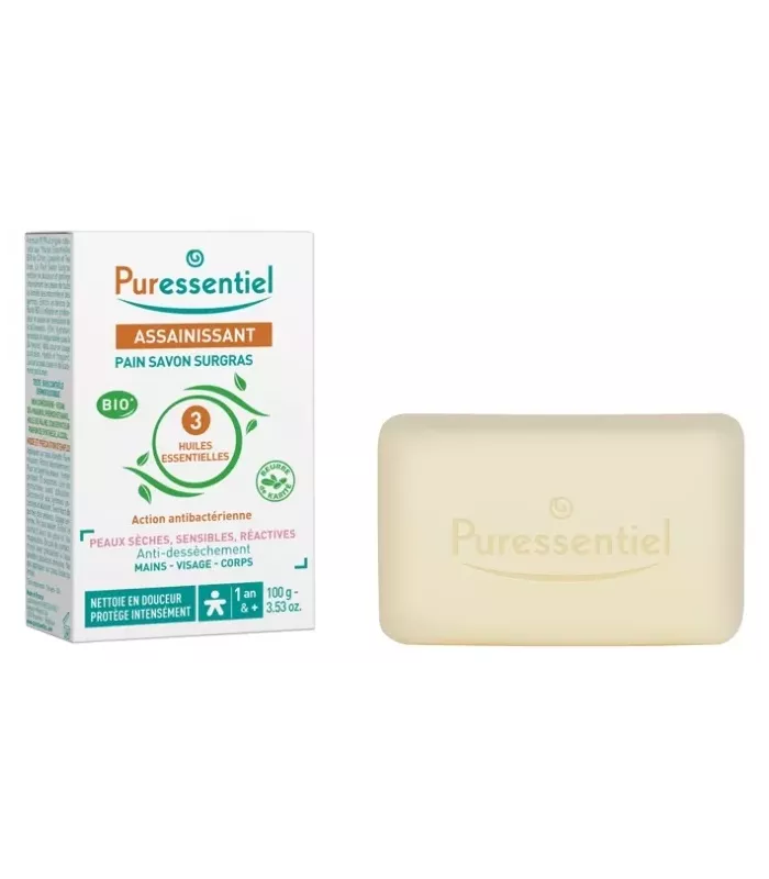 Jabón sobregraso Puressentiel con 3 aceites esenciales