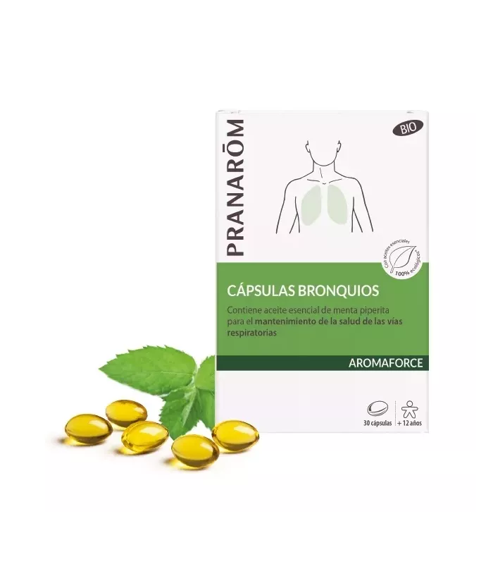 Imagen de producto con aceite esencial de menta piperita para la salud respiratoria.
