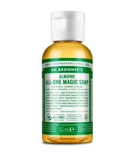 Jabón líquido de almendras Dr. Bronner's 60ml en botella reciclada