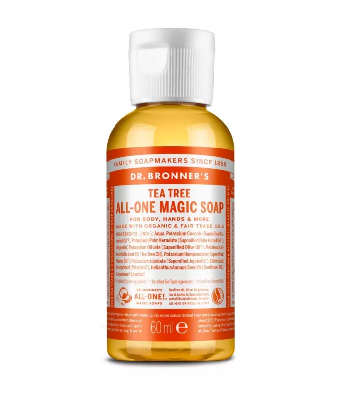 Jabón líquido de árbol de té Dr. Bronner's 60ml
