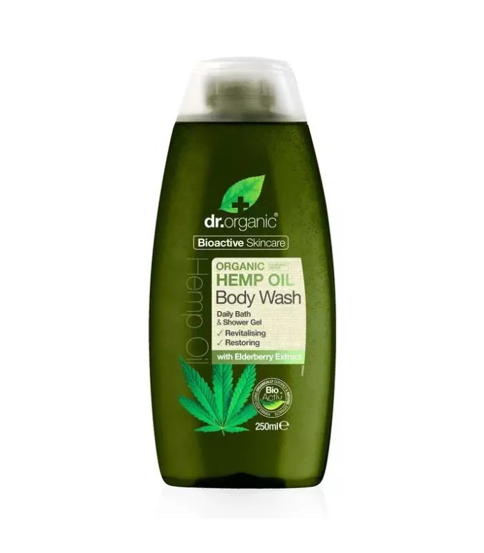 Gel de baño revitalizante y reparador con aceite de cáñamo orgánico y extracto de saúco