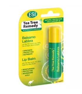 Bálsamo labial hidratante con aceite de Árbol del Té y SPF 20.