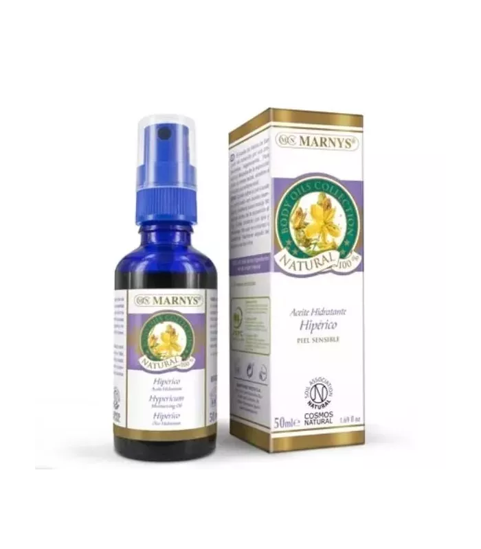 Aceite hidratante Hipérico MARNYS® para suavizar y regenerar la piel tras la exposición solar.