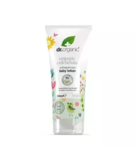 Loción suave para bebés sin fragancia con caléndula y aloe vera.