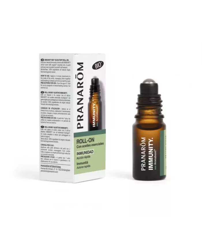 Roll on olfativo IMMUNITY con aceites esenciales para potenciar el sistema inmunológico y reducir la fatiga.