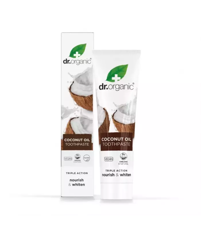 Dentífrico blanqueador triple acción con aceite de coco