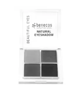 Paleta de sombras Benecos Quattro Eyeshadow Smokey con 4 tonos grises para una mirada ahumada.