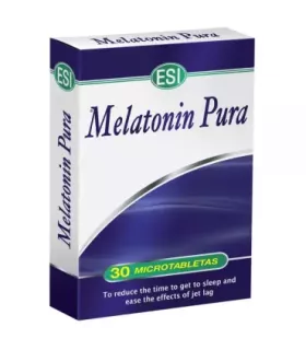 Imagen de complemento alimenticio de melatonina pura para mejorar el sueño y aliviar el jet lag.