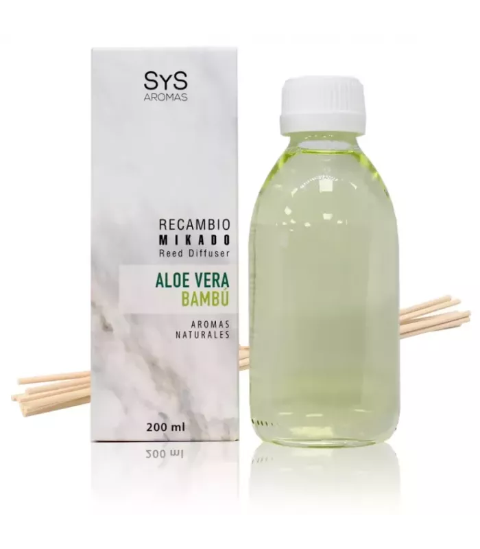 Recambio Mikado SyS 200ml aroma Aloe Vera-Bambú con varillas para ambientar tu hogar.