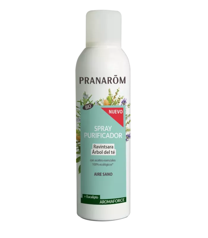 Spray purificador AROMAFORCE con aceites esenciales naturales para un aire sano.