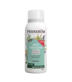 Spray purificador AROMAFORCE con aceites esenciales naturales para un aire sano.