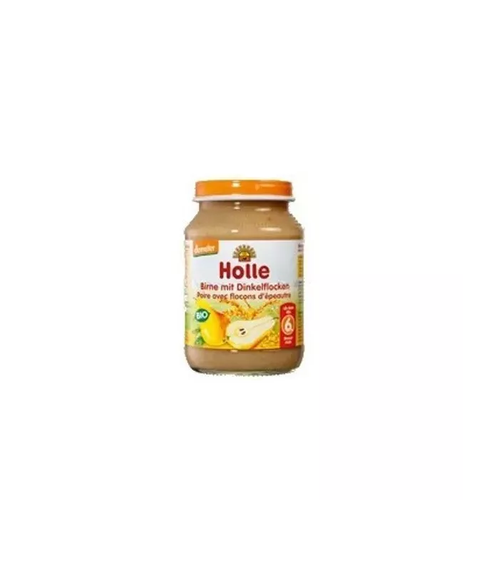 Potito de pera con copos de espelta ecológico de Holle