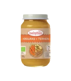 Potito de verduras con ternera ecológica para bebés a partir de 8 meses.