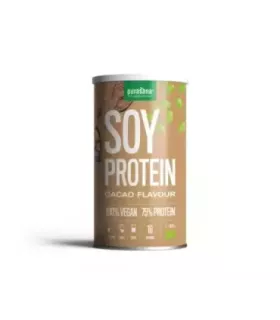 Proteína en polvo orgánica de soja con sabor a cacao.