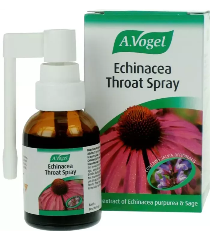 Spray Echinaforce para aliviar molestias de garganta con extracto de echinacea y salvia.