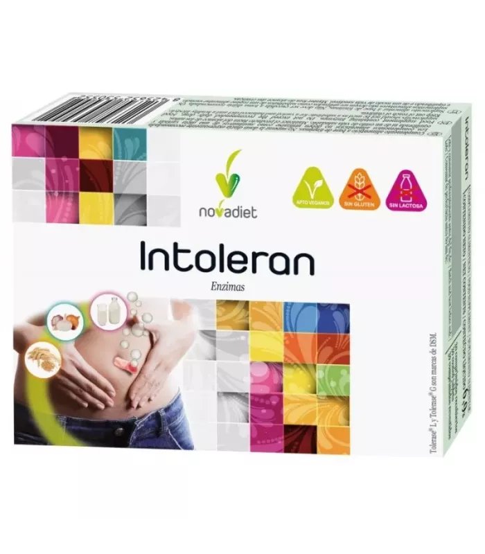 Suplemento Intoleran de Novadiet para mejorar la digestión y prevenir molestias abdominales.