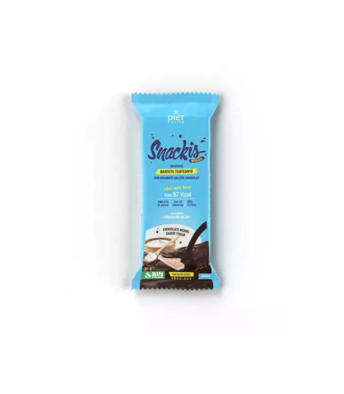 Barrita de chocolate negro y yogur con crujiente barquillo.