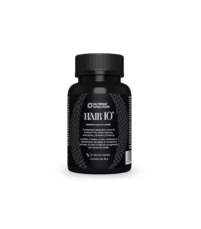 Suplemento Hair 10® de Nutrinat Evolution para un cabello sano y fuerte.