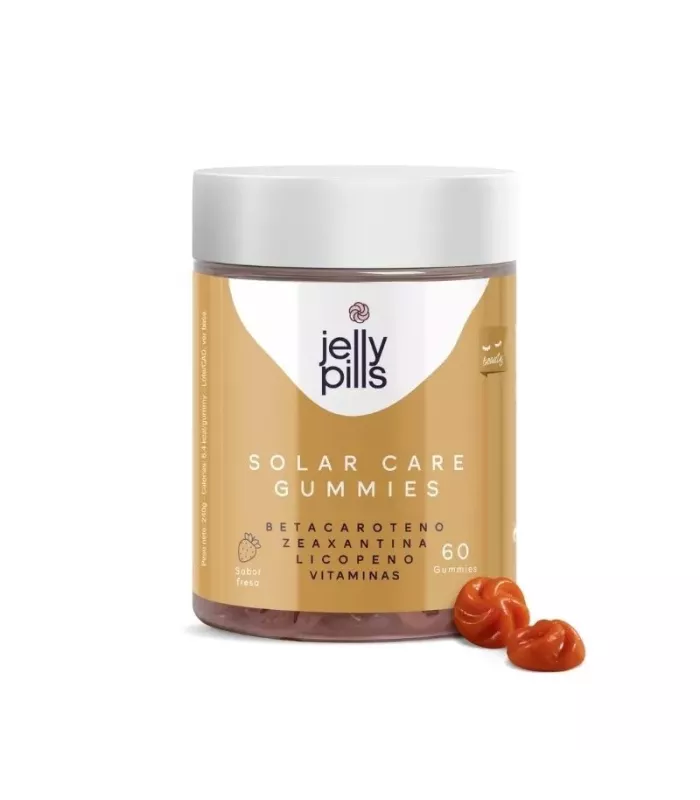 Gummies solares de betacaroteno y antioxidantes para una piel bronceada y saludable.