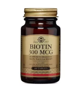 Suplemento de biotina para un metabolismo saludable y cuidado del cabello y la piel.