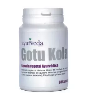 Suplemento Ayurveda Gotu Kola en cápsulas para mejorar la microcirculación y funciones mentales.