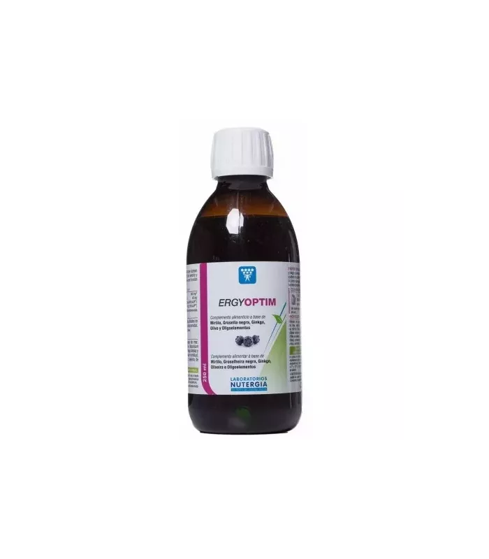 Suplemento ERGYOPTIM con mirtilo y ginkgo para mejorar la circulación y la salud ocular.