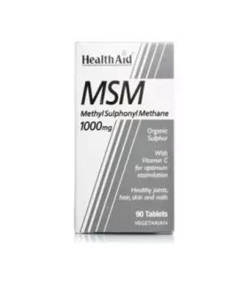 Suplemento MSM 1.000 mg de Health Aid para articulaciones saludables y apoyo en procesos alérgicos.