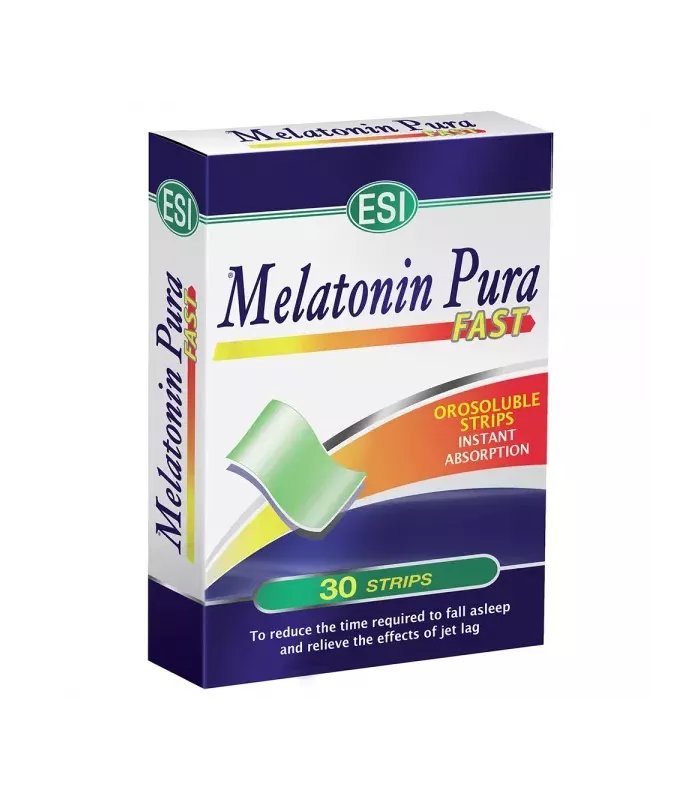 Complemento de melatonina pura en strips de menta para una rápida absorción y mejora del sueño.