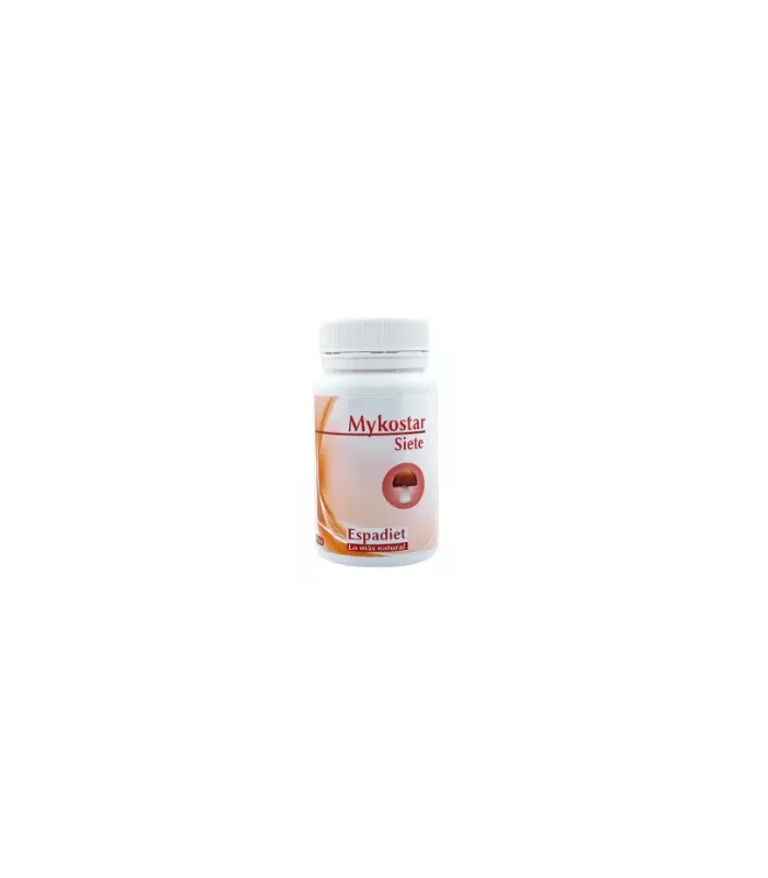 Suplemento Mykostar Forte 7 con hongos medicinales y vitamina C para fortalecer el sistema inmunológico.