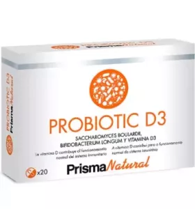Cápsulas de PROBIOTIC D3 para la salud intestinal y defensas.