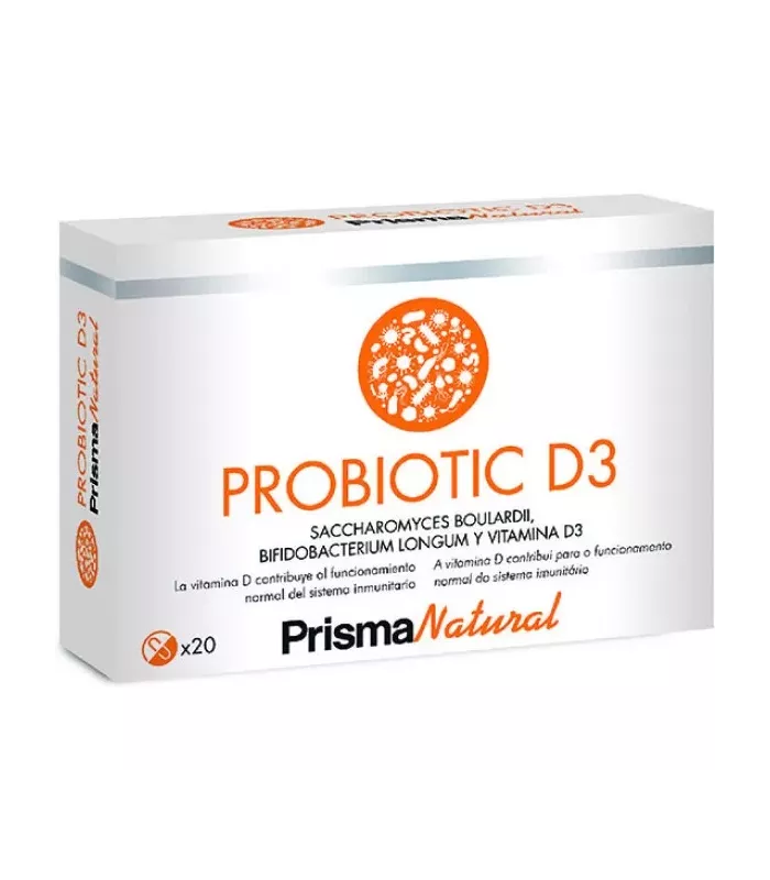 Cápsulas de PROBIOTIC D3 para la salud intestinal y defensas.